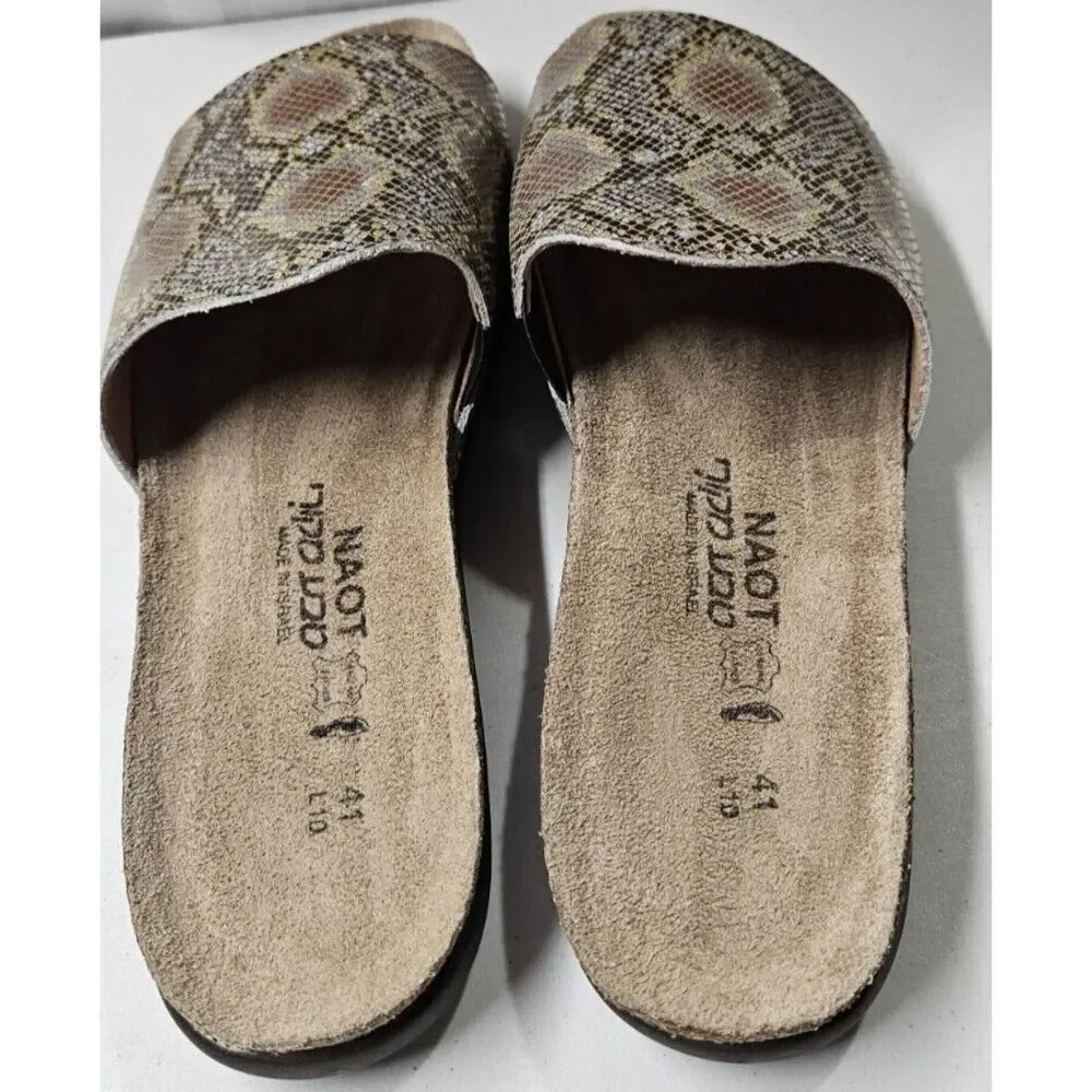 NAOT ‎ Women's Skylar Slide Sandal Golden Python Leather 41/L10